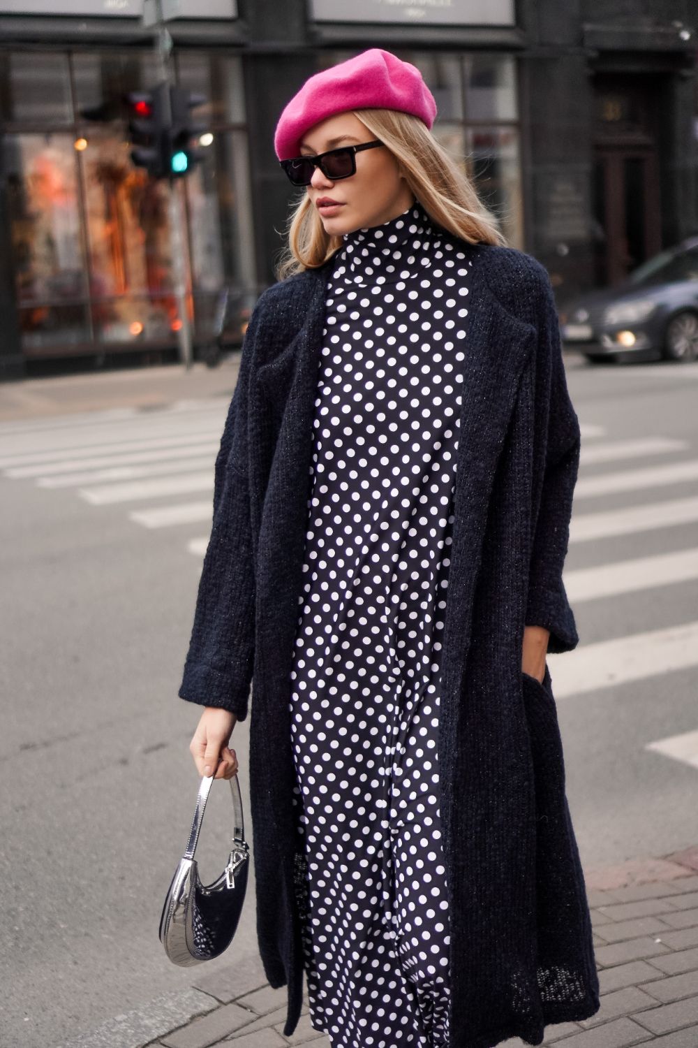 All My Love Polka Dot Stretch Jersey daudzkrāsaina kleita