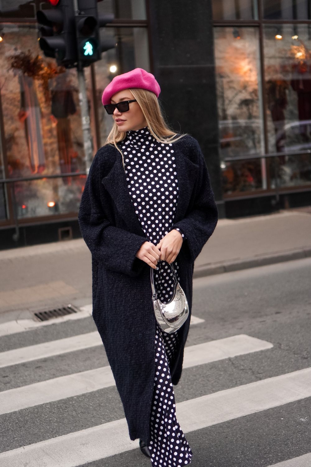 All My Love Polka Dot Stretch Jersey daudzkrāsaina kleita