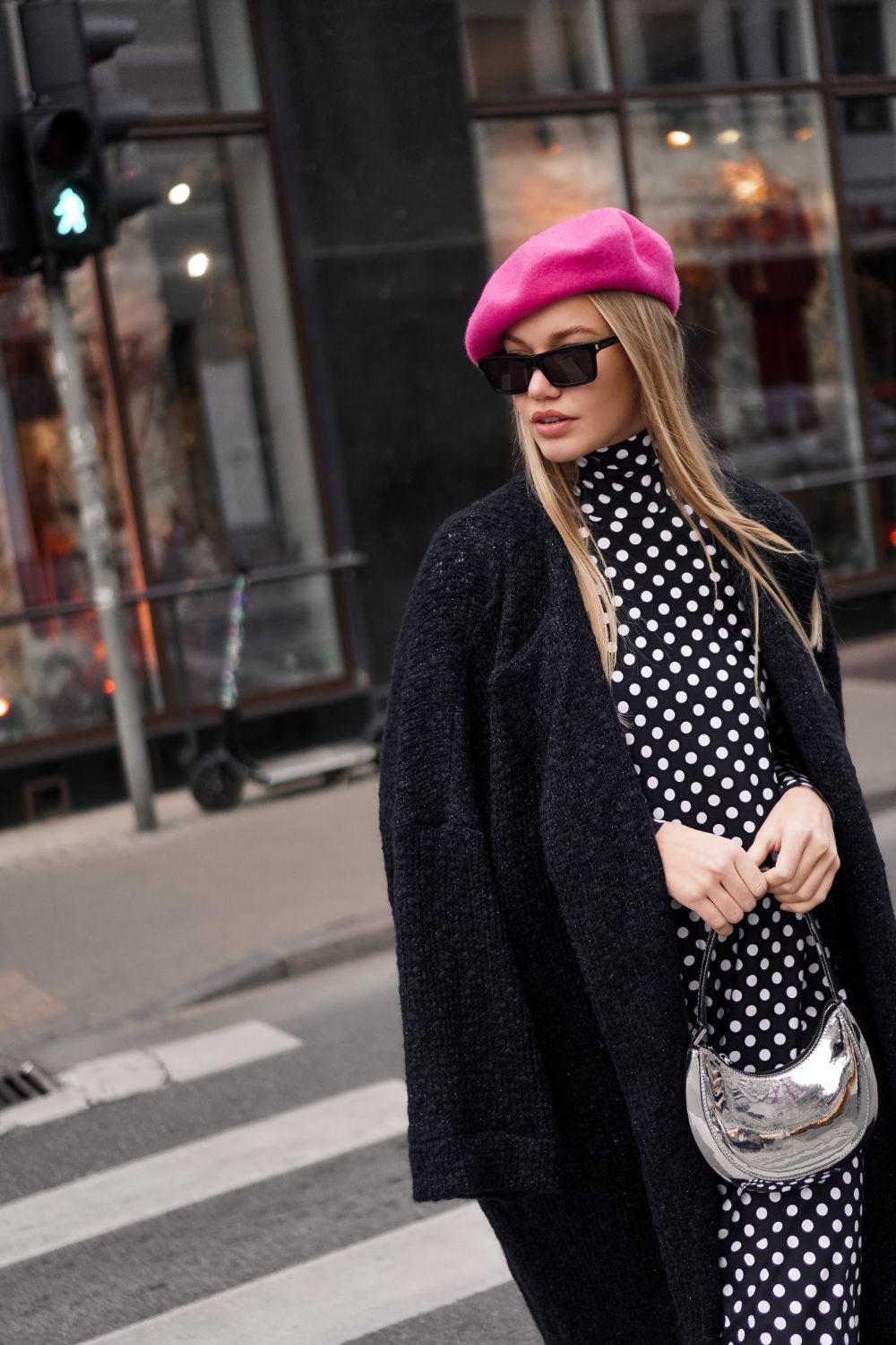 All My Love Polka Dot Stretch Jersey daudzkrāsaina kleita