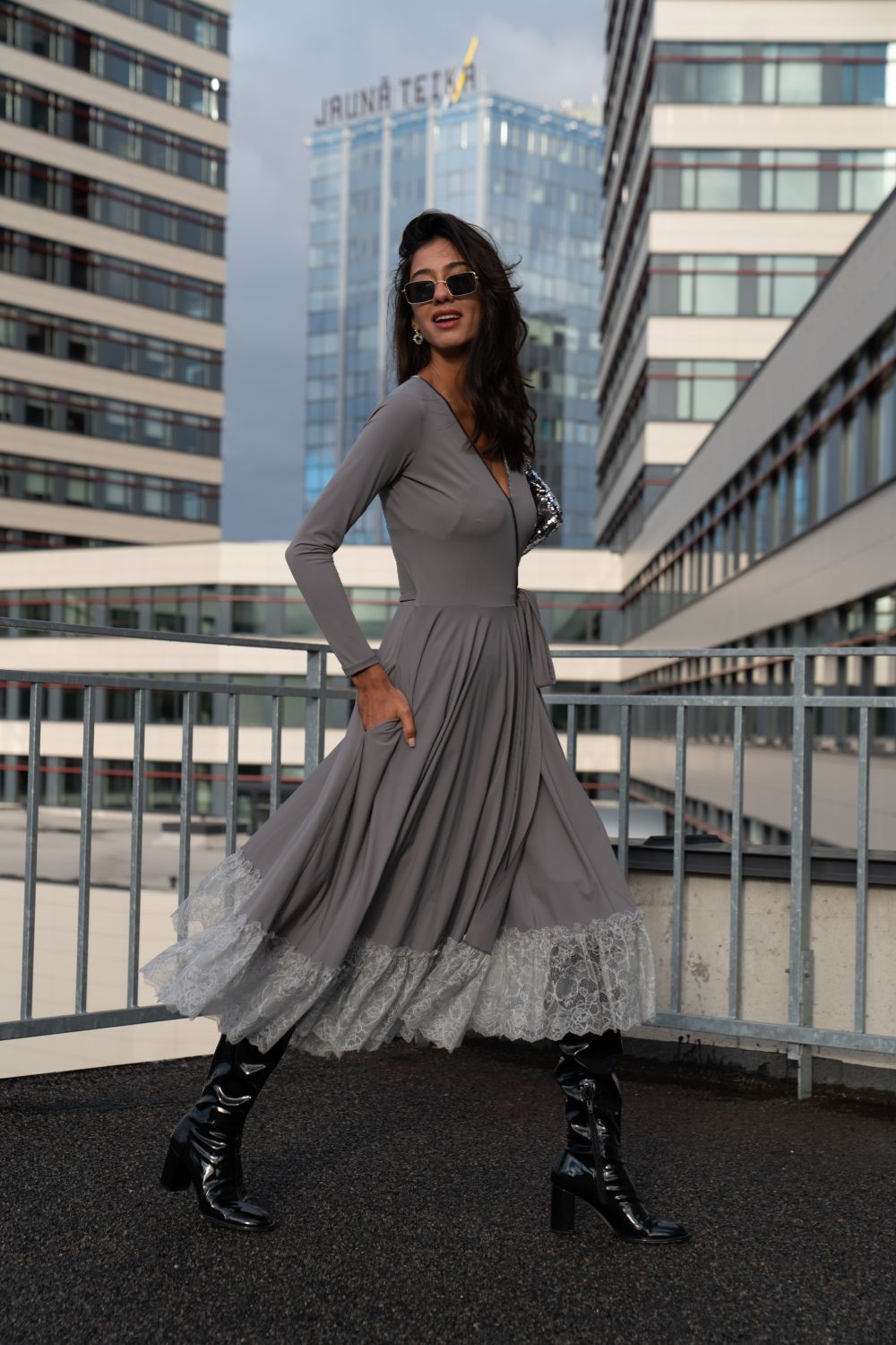  I Melt With You Stretch Jersey Dress Grey Product Amoralle